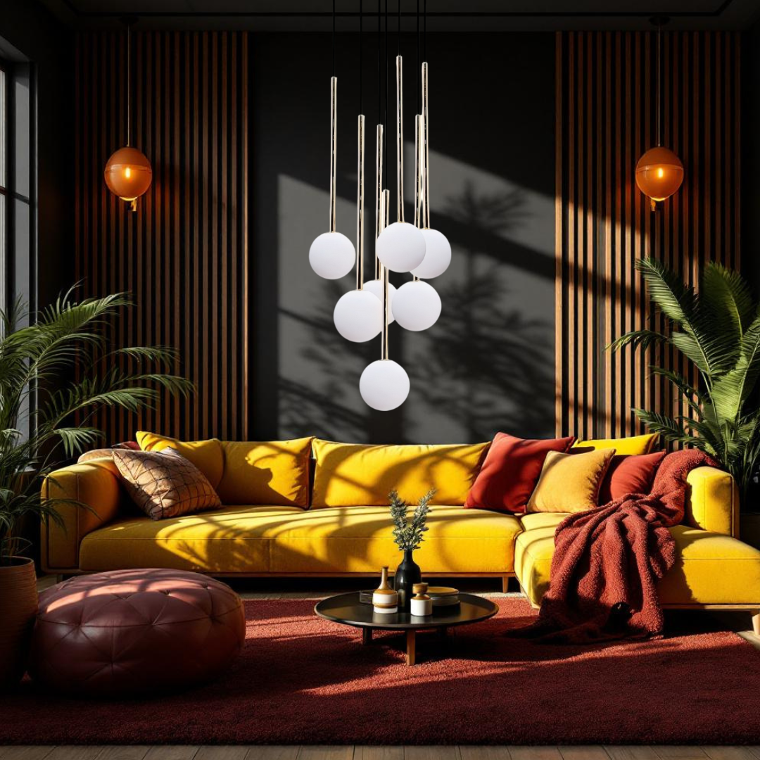 Lustra Abajur Suspendata Luxury ALI Golden 180CM