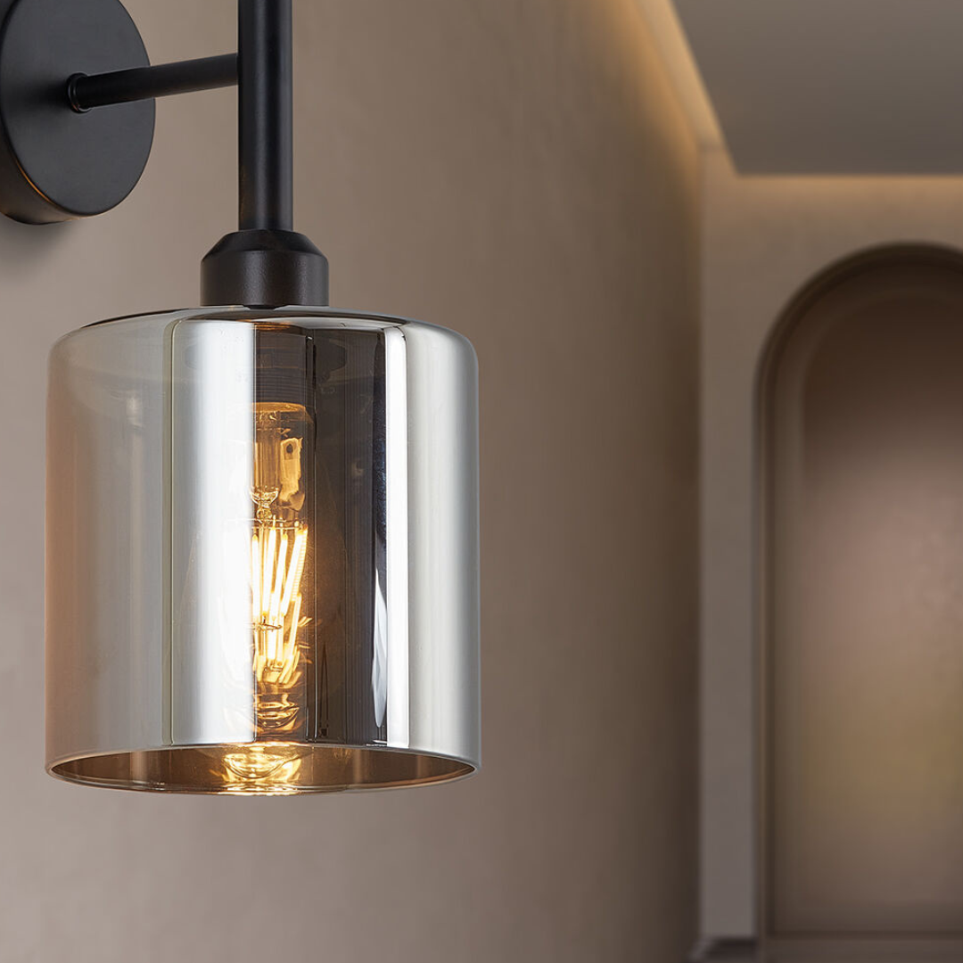 Aplica Perete Savio Black Abajur fumuriu