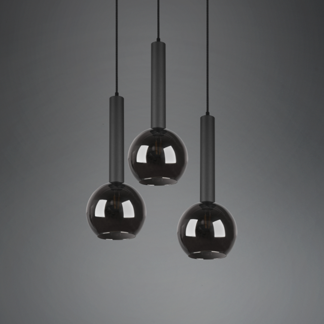 Lustra Suspendata Abajur fumuriu CLAYTON 3xE27