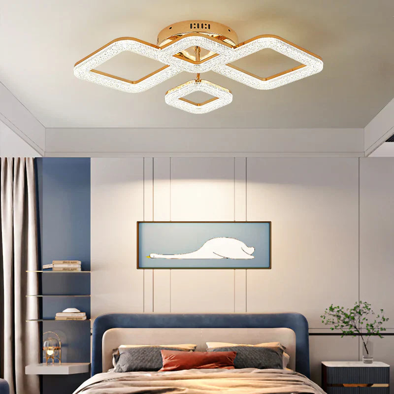 Lustra LED Golden 4 Diamonds Echivalent 400W Telecomanda