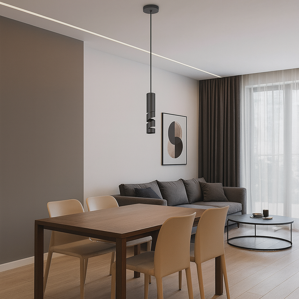 Pendul LED STREAM Black 1xGU10 NEAGRA / LUXURY Lighting Fixtures