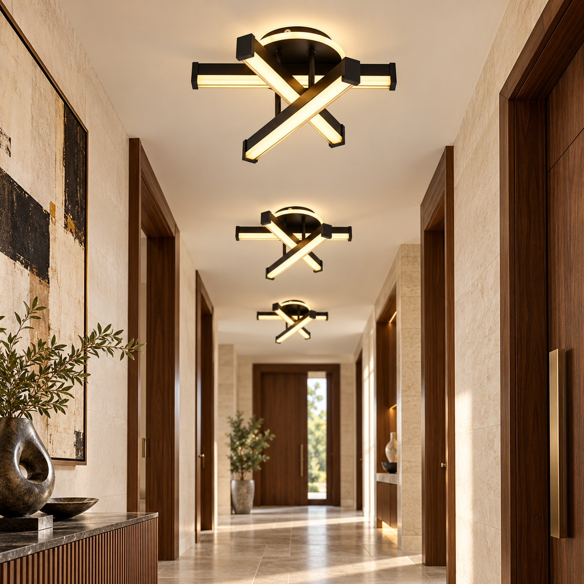 Aplica LED LINNES CIRCLE 52W BLACK Echivalent 300W
