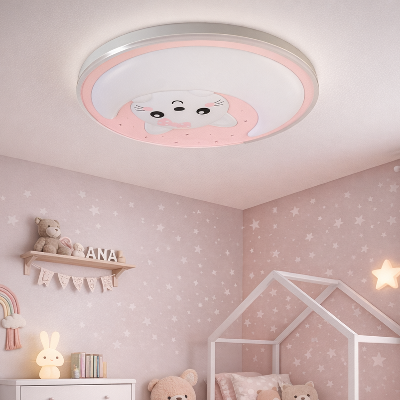 Lustra LED Mooncat Pink Premium Ø48CM Echivalent 300W