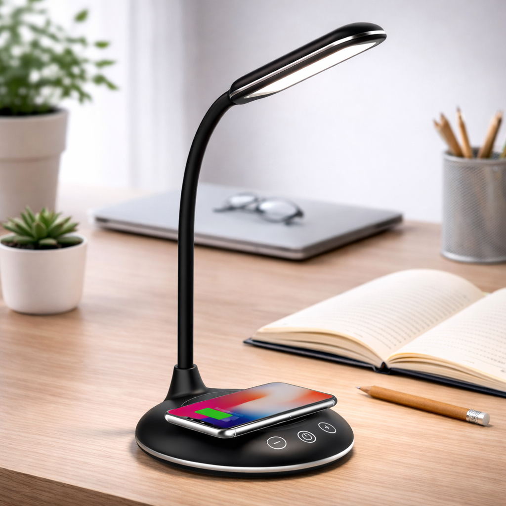 Veioza LED Neagra Dimabila Incarcare Wireless 3 Tipuri de Lumina 48CM