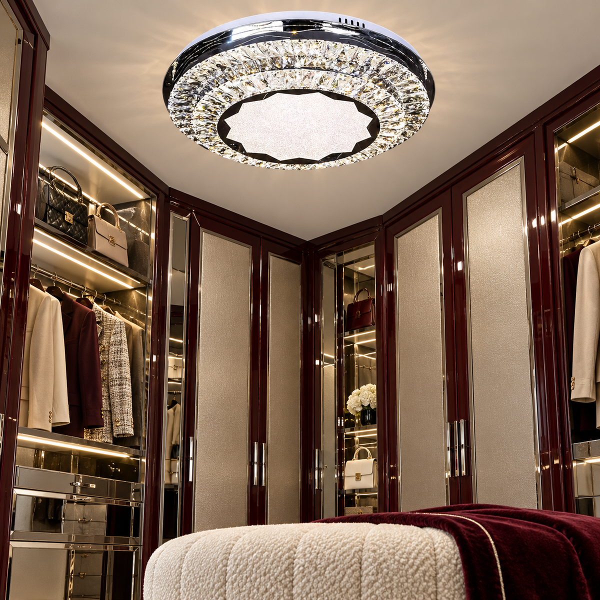 Lustra LED Cristal Silver Halo Echivalent 600W Telecomanda