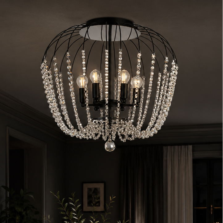 Lustra ARABELLA Neagra 6xE14 cu Cristal K9