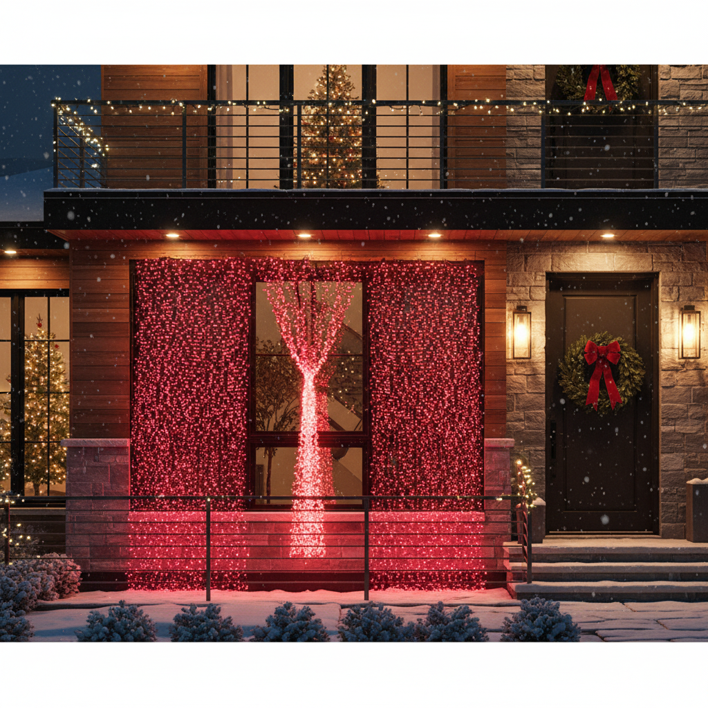 Instalatie LED Perdea Everred 2.5x3m Lumina Rosie 720 LED-uri IP44