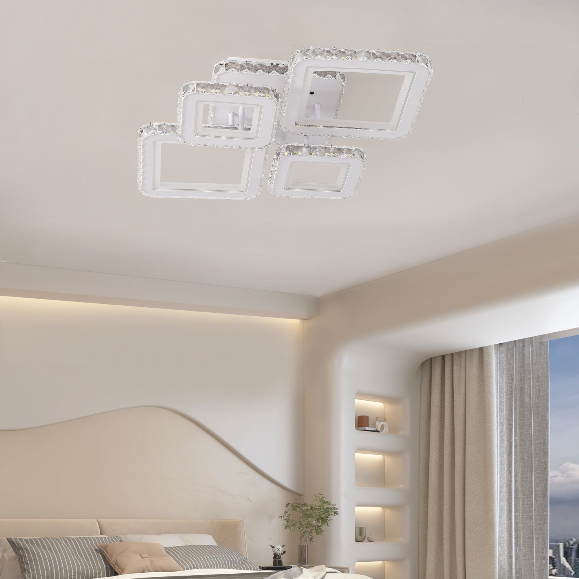 Lustra LED 2+2 DIAMOND RGB Alb Cristal Echivalent 400W Telecomanda