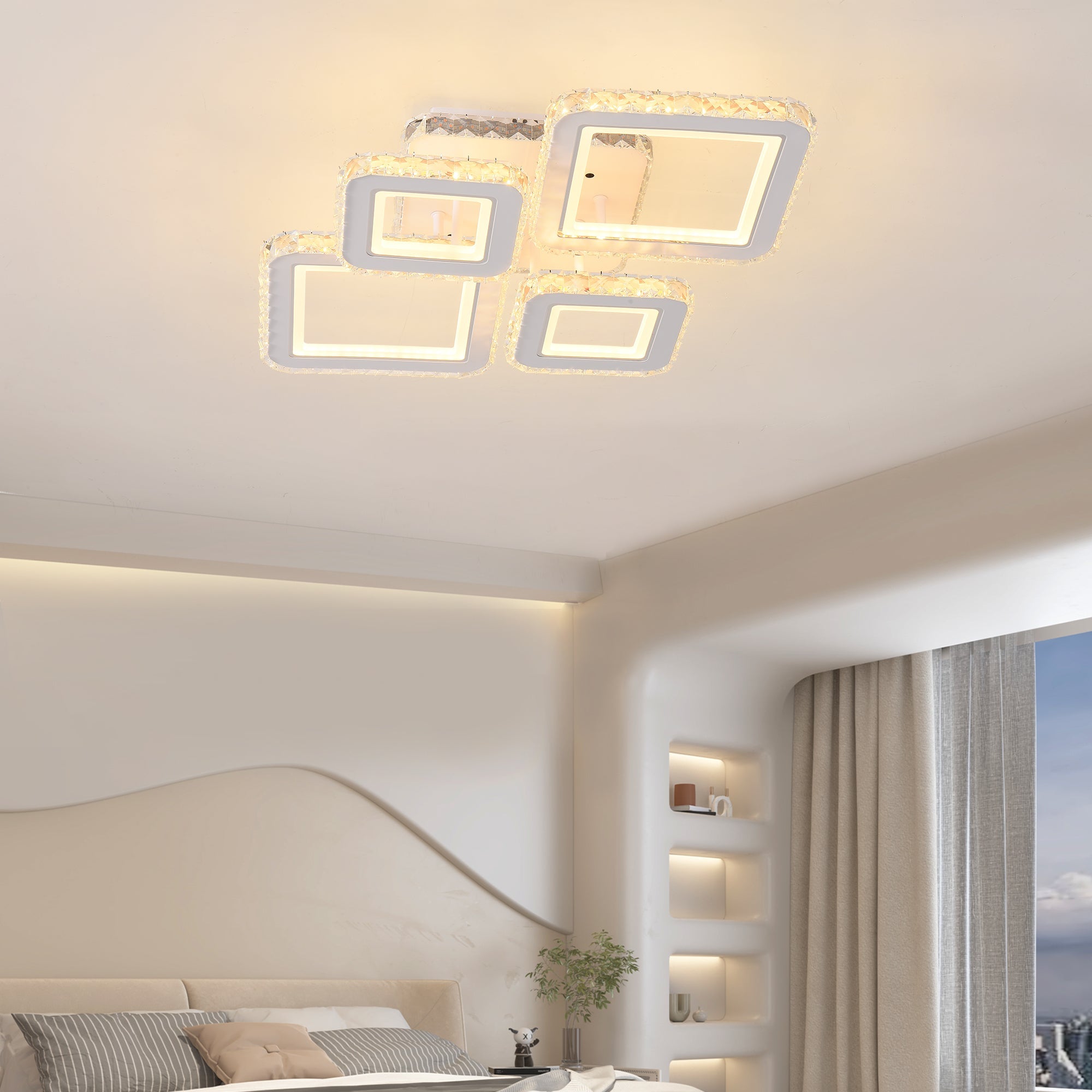 Lustra LED 2+2 DIAMOND RGB Alb Cristal Echivalent 400W Telecomanda