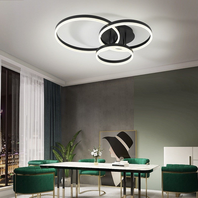 Lustra LED Beauty Black Circle Echivalent 600W Telecomanda