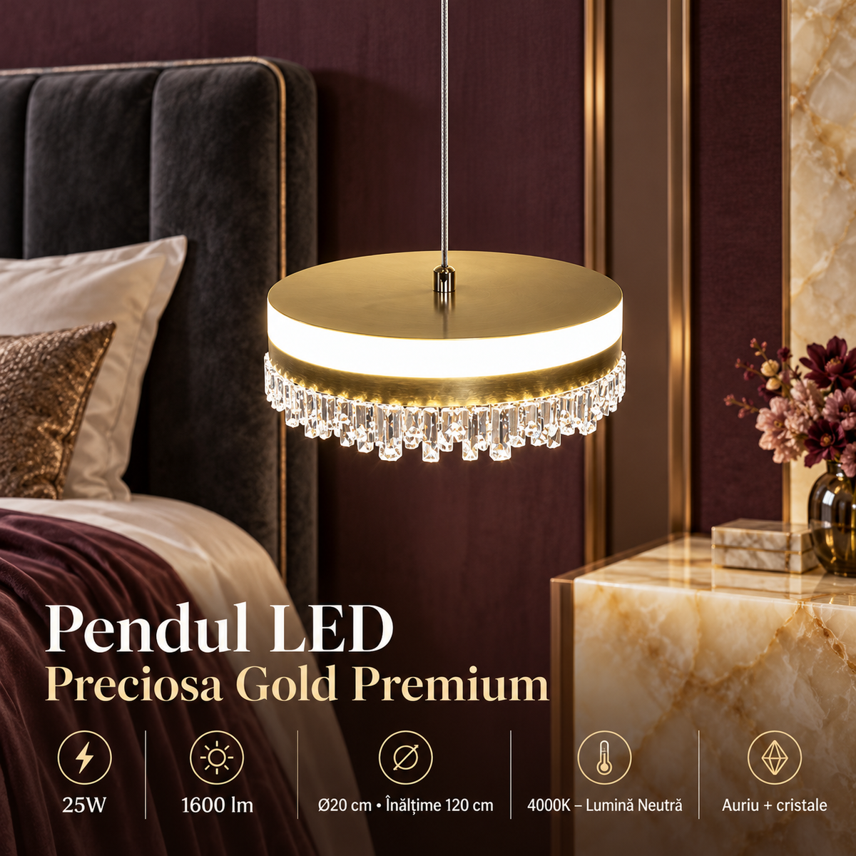Pendul LED Preciosa Gold Premium Ø20CM