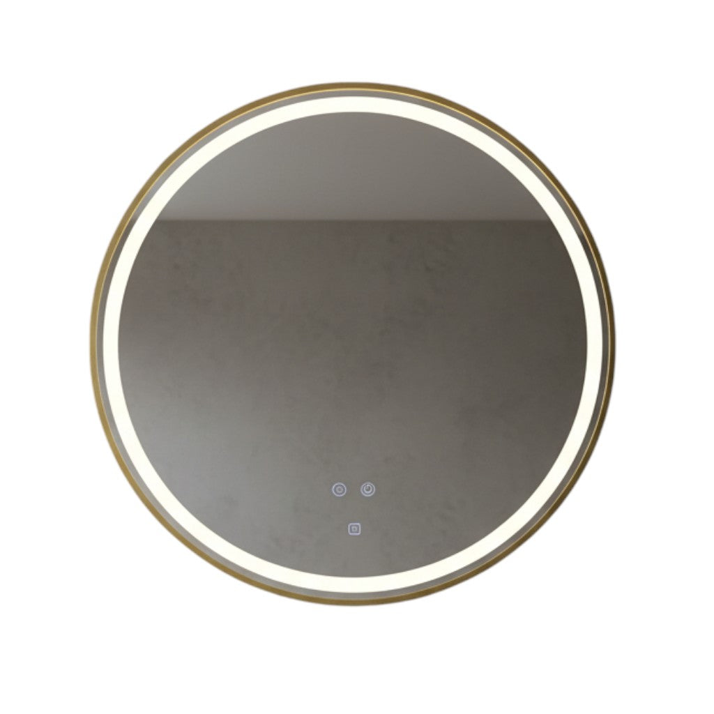 Oglinda LED Rotunda Aurie 70cm, 3 Lumini, Dezaburire, DImabila si Touch OD016-Auriu