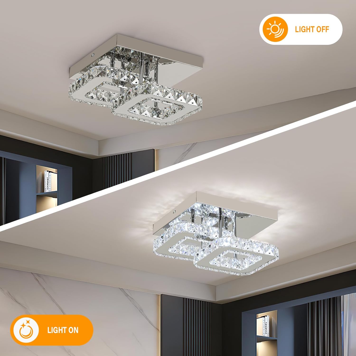 Lustra LED CRISTAL Double Square Echivalent 200W