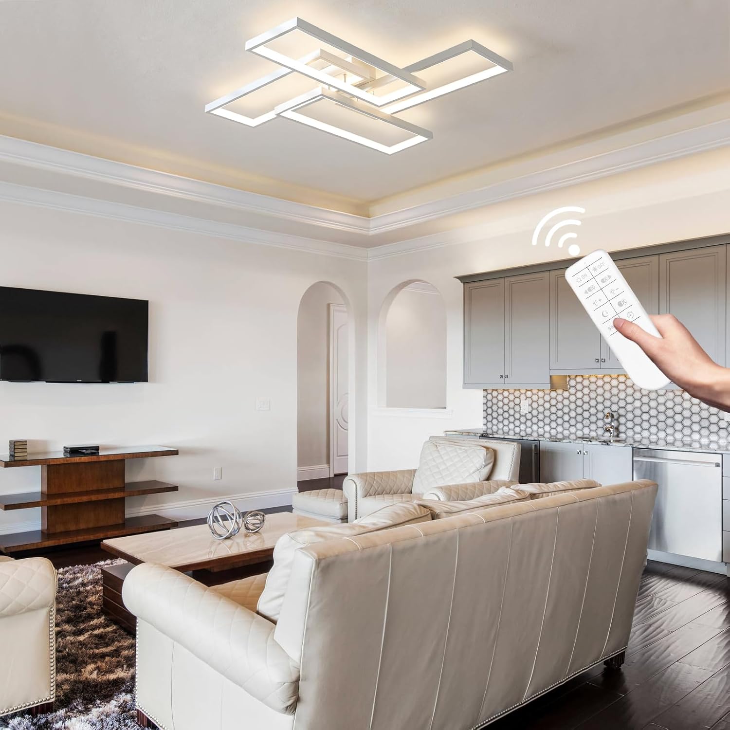 Lustra LED ZULE White Echivalent 750W Telecomanda
