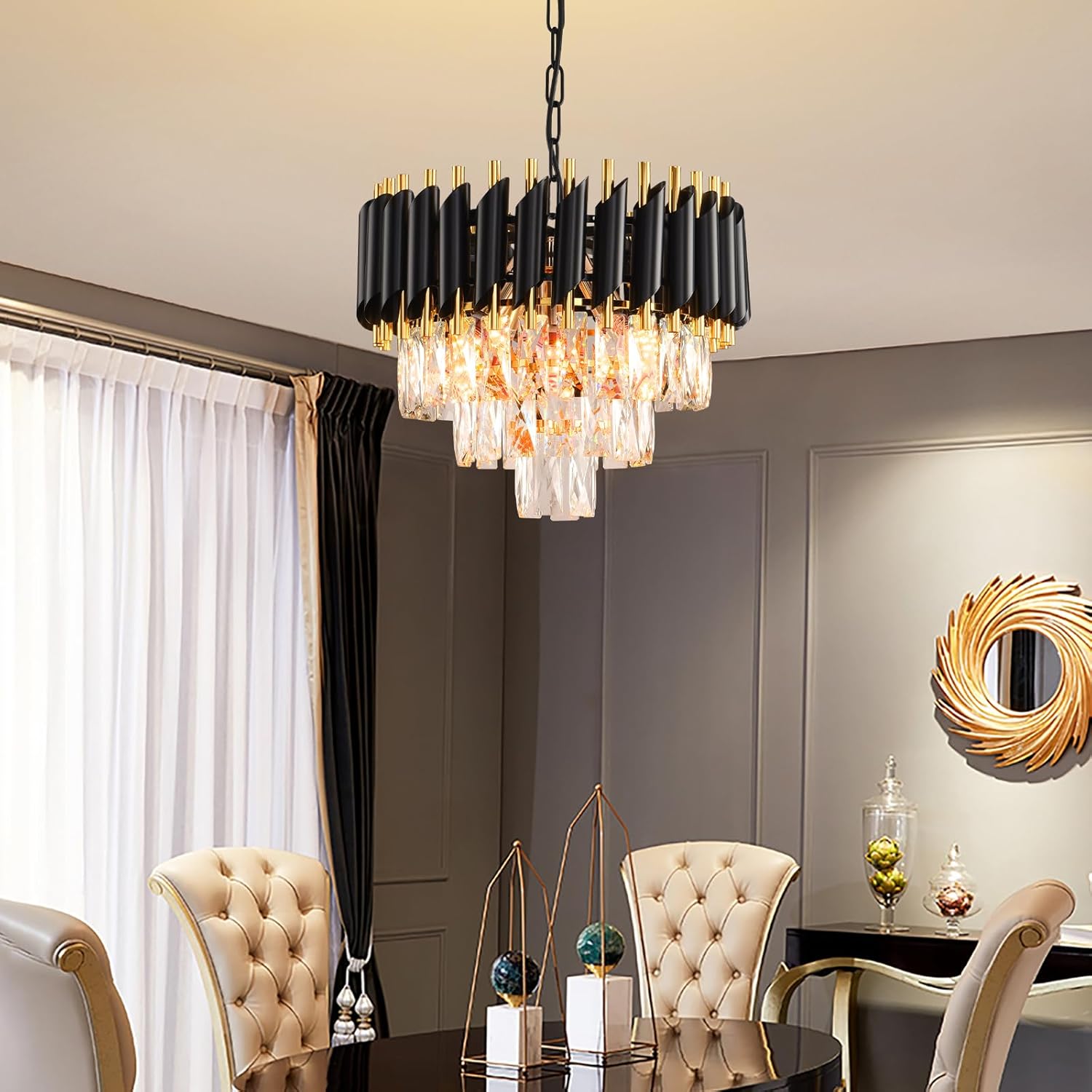 Candelabru Cristal BLACK PANTHER 300mm NEGRU + AURIU / CRISTAL / 30CM Chandeliers Crystal