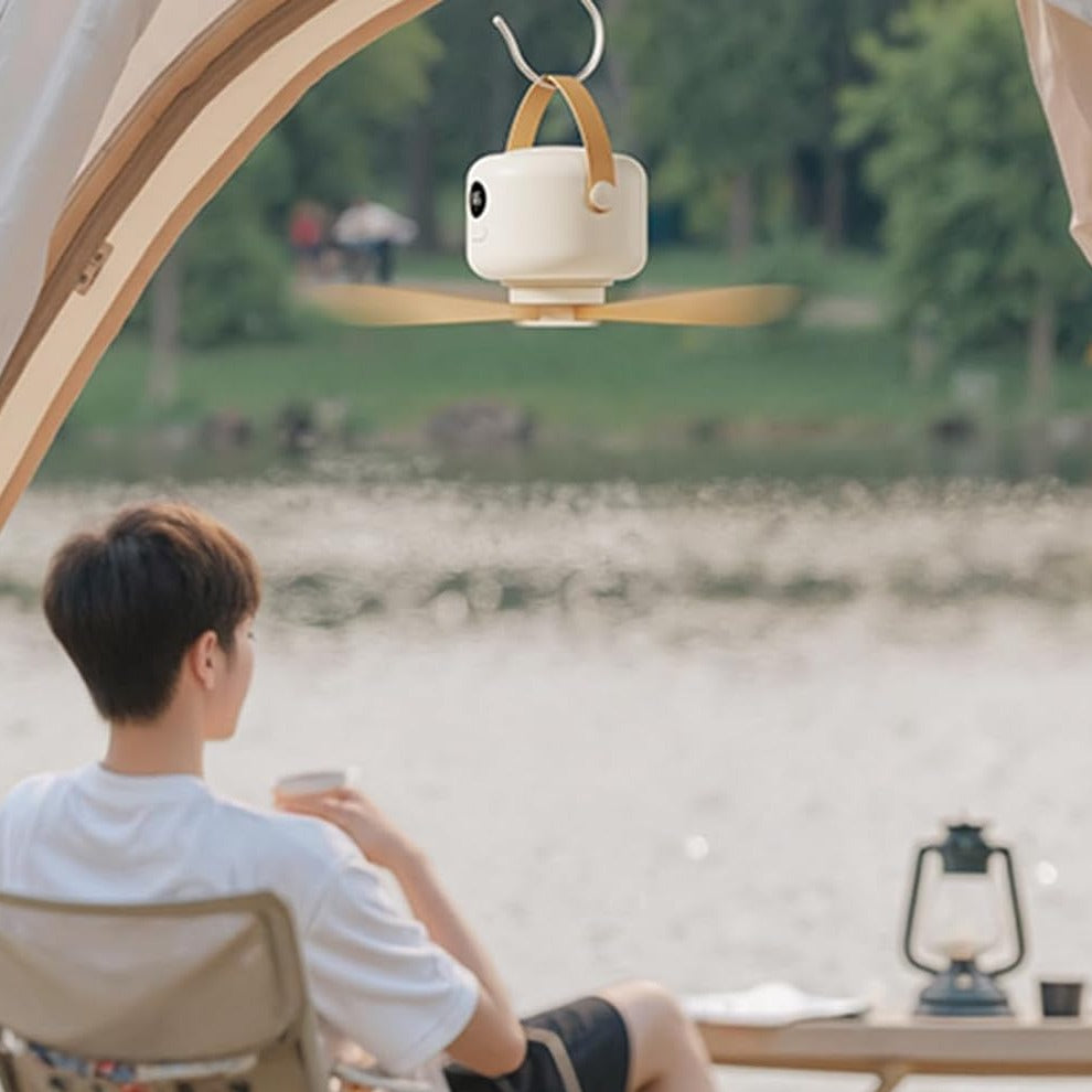 Lampa de veghe LED Suspendata Rena White cu Ventilator si Telecomanda