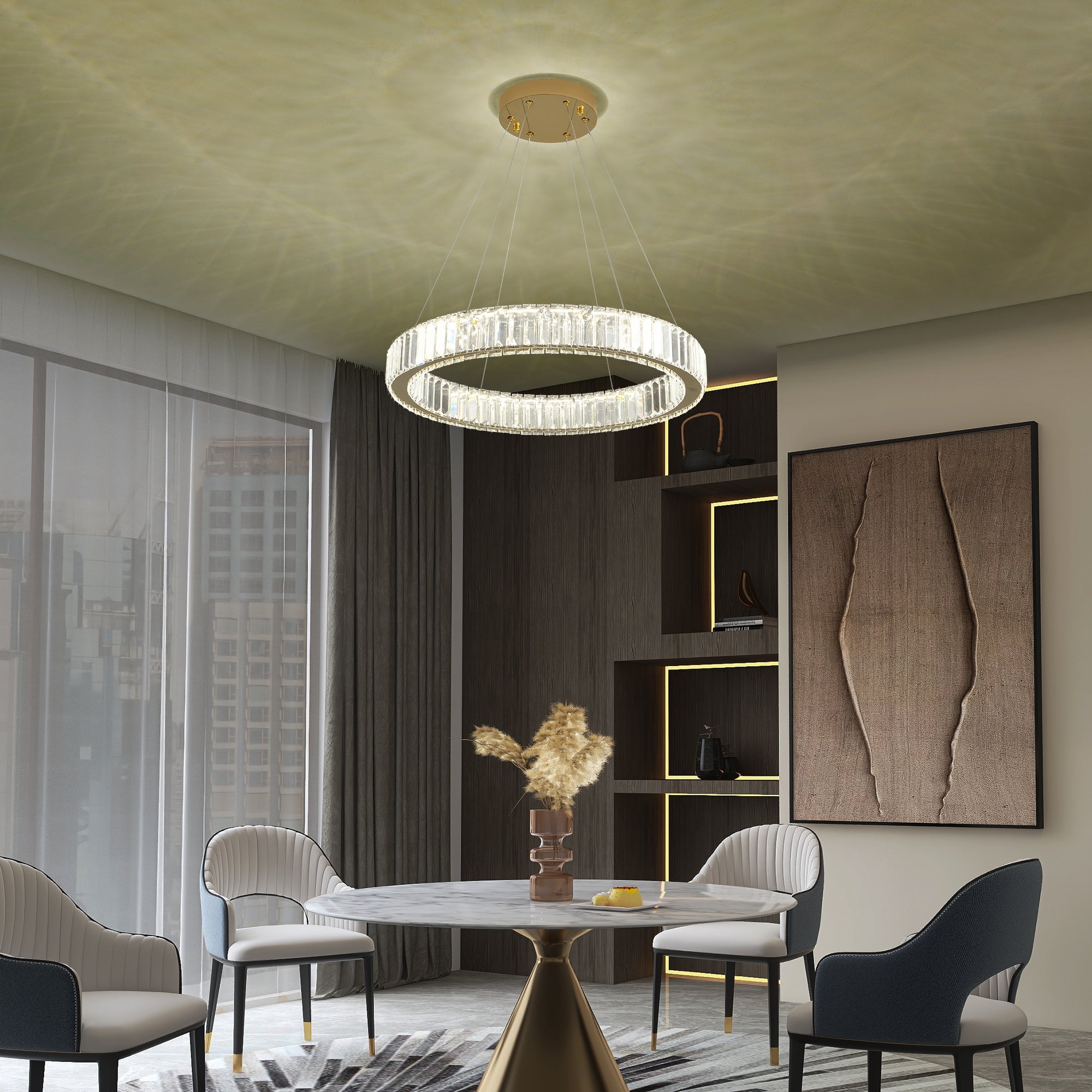 Lustra LED Cristal REGAL GOLD 1 Segment 60cm Echivalent 300W Telecomanda