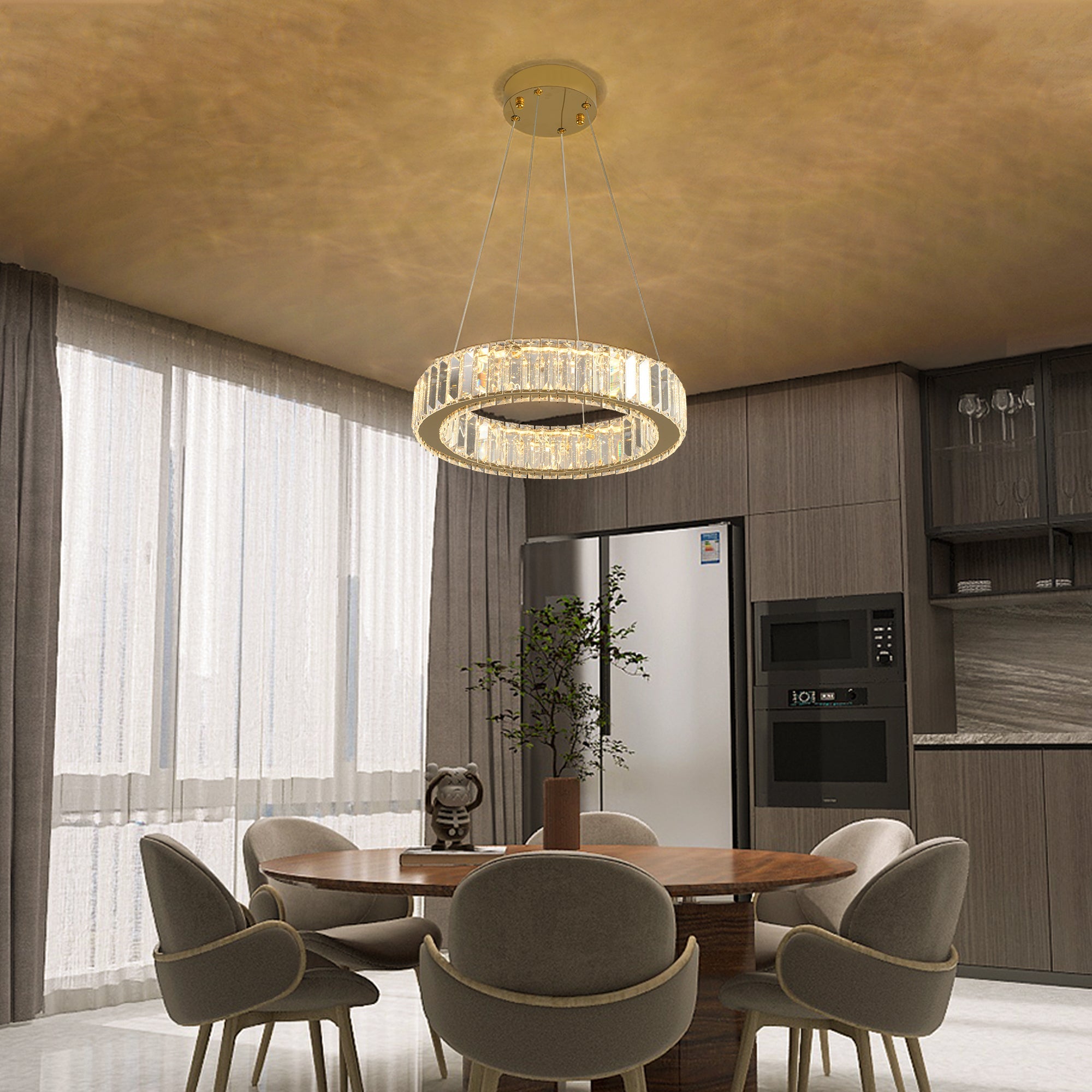 Lustra LED Cristal REGAL GOLD 1 Segment 40cm Echivalent 200W Telecomanda