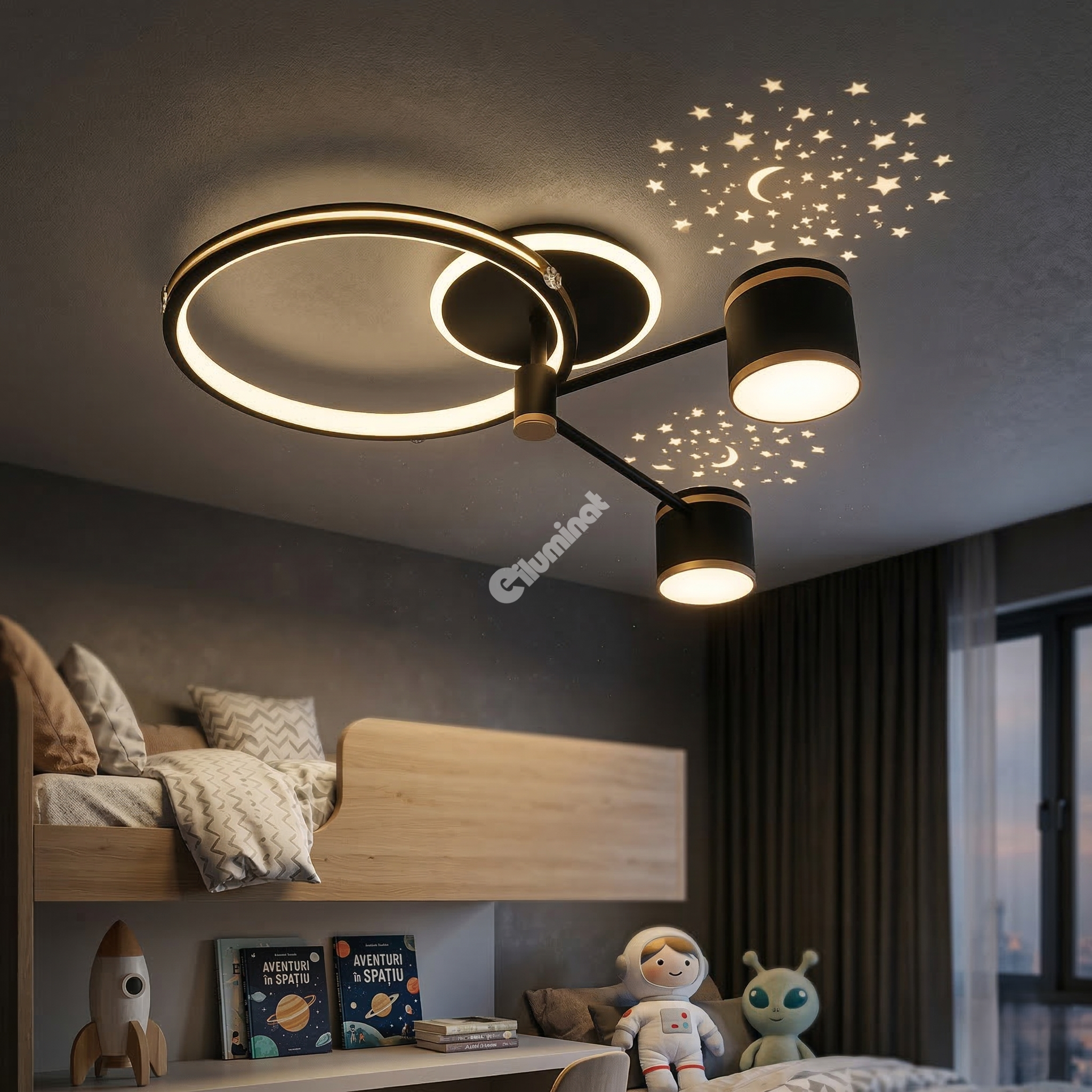 Lustra LED Aplicata New Design Stelute Echivalent 300W Telecomanda