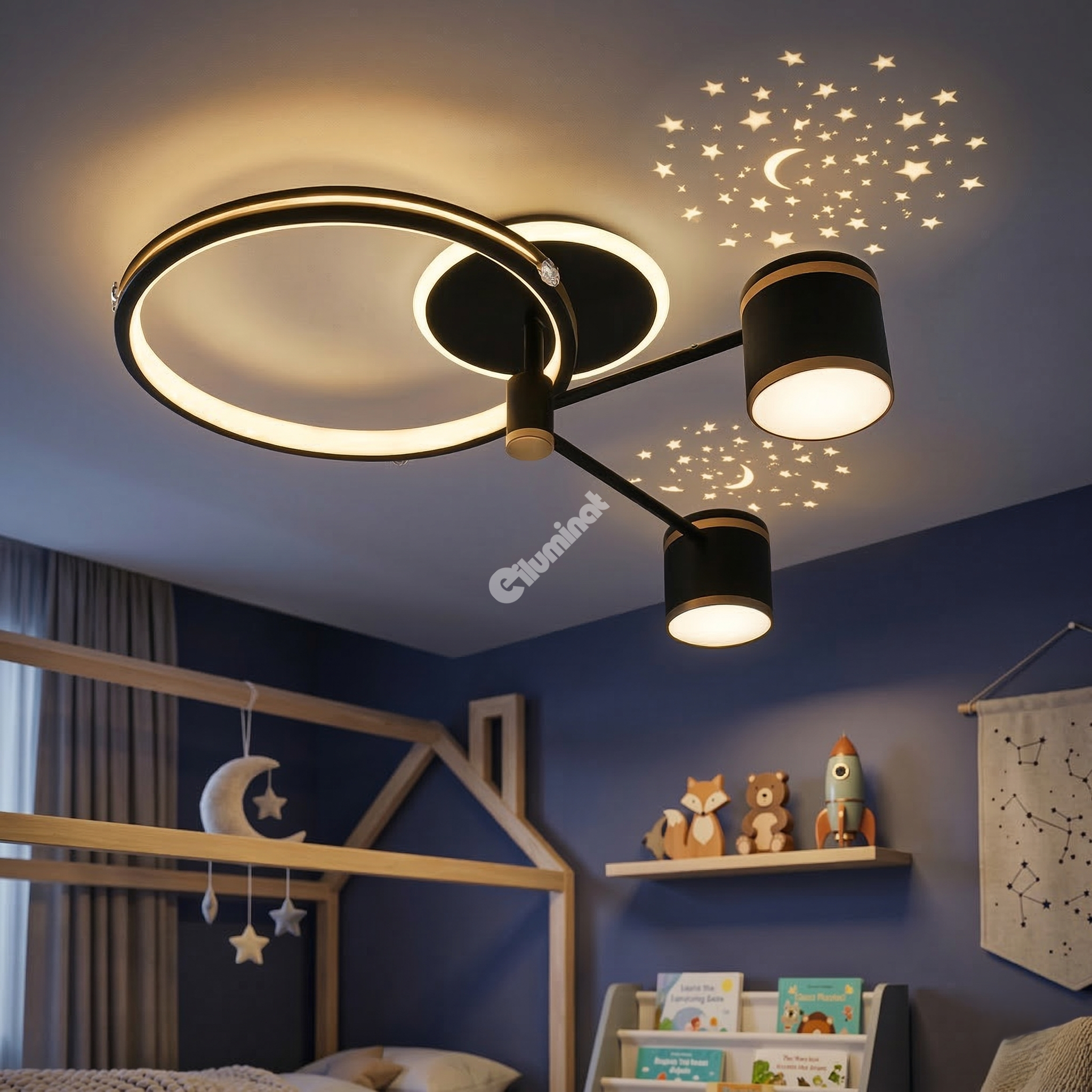 Lustra LED Aplicata New Design Stelute Echivalent 300W Telecomanda