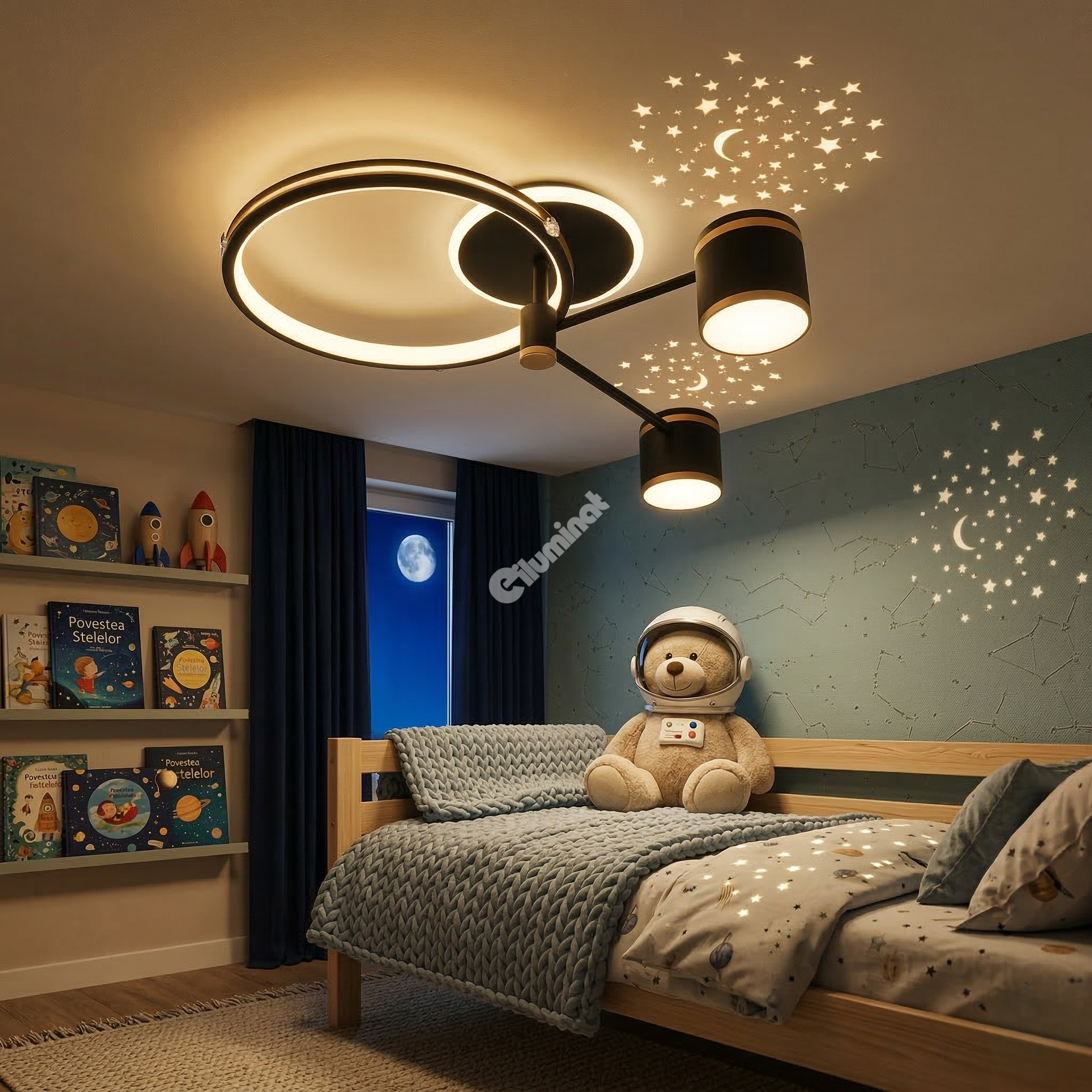 Lustra LED Aplicata New Design Stelute Echivalent 300W Telecomanda