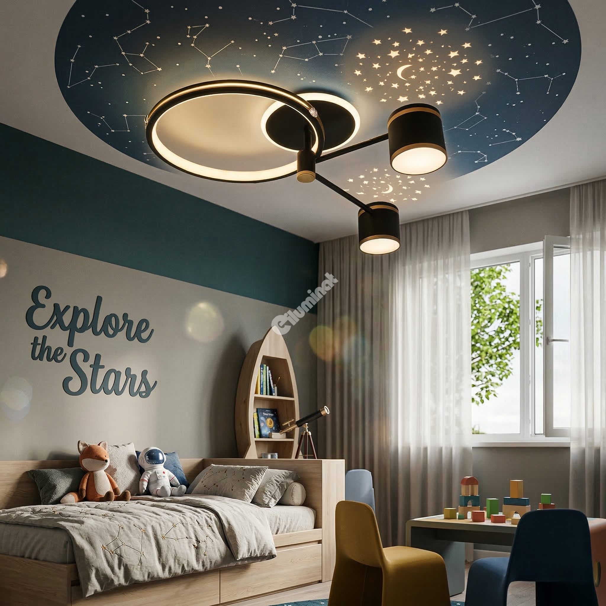 Lustra LED Aplicata New Design Stelute Echivalent 300W Telecomanda