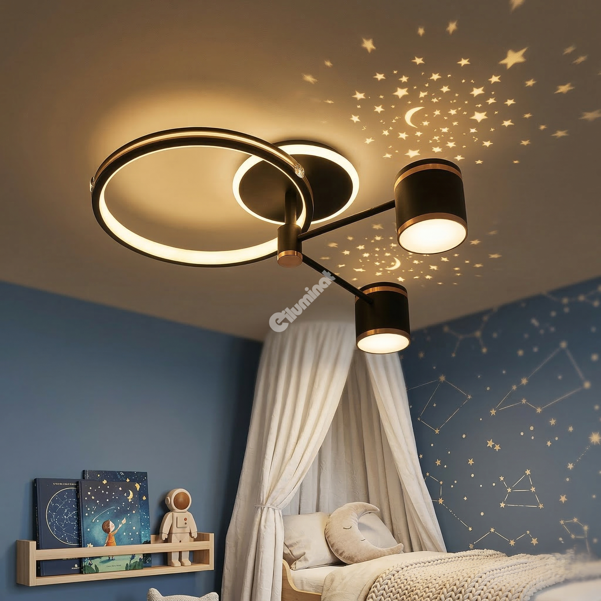 Lustra LED Aplicata New Design Stelute Echivalent 300W Telecomanda