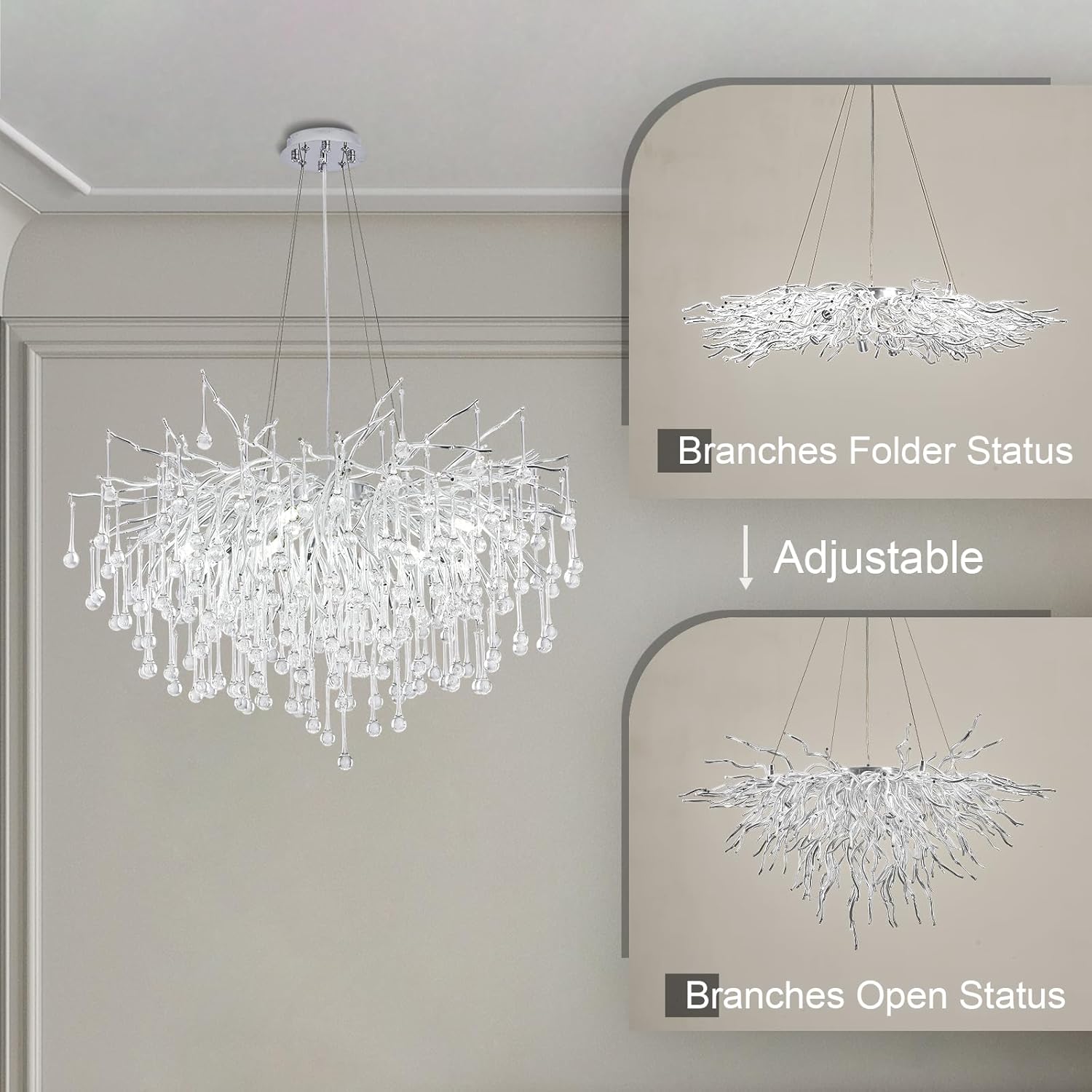 Candelabru Cristal LUXURY Silver Tears 60CM