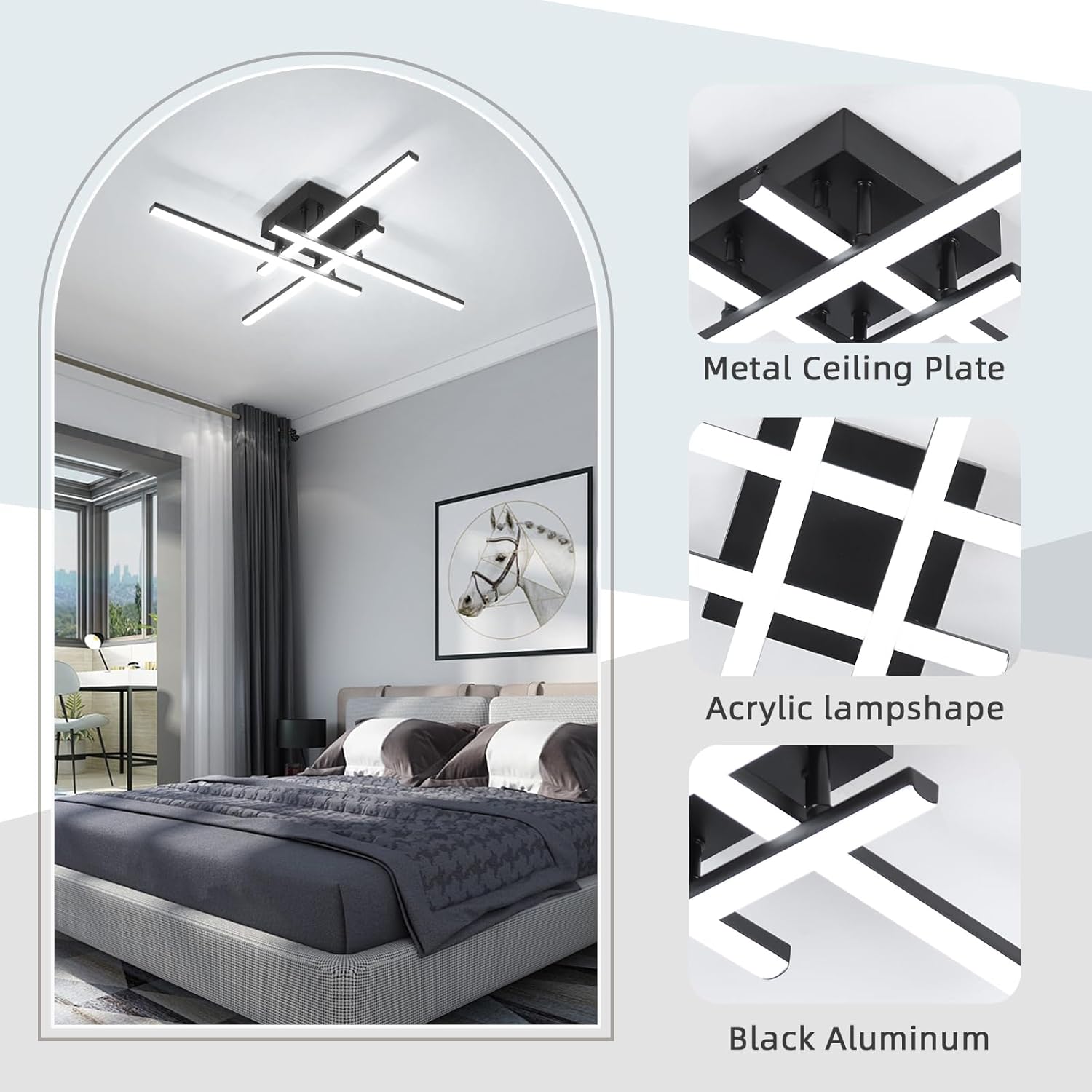 Lustra LED 4 Mini LINES Black Echivalent 200W Telecomanda