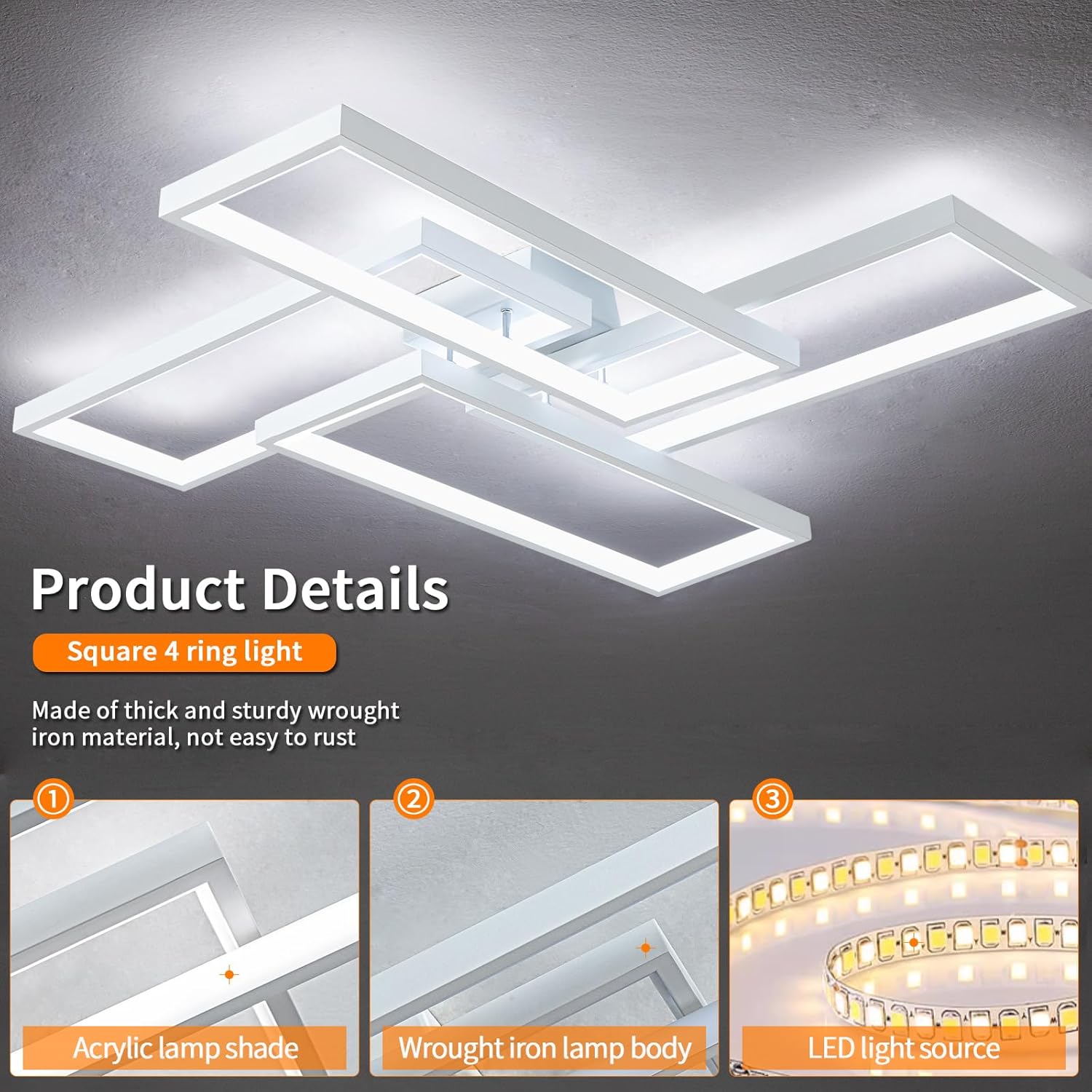 Lustra LED ZULE White Echivalent 750W Telecomanda