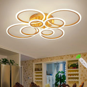 Lustra LED Circle 4+4 Gigant Gold Echivalent 1000W Telecomanda