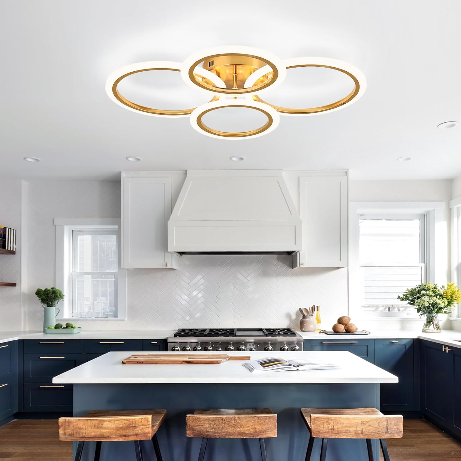 Lustra LED 2+2 Circle Gold Echivalent 400W Telecomanda