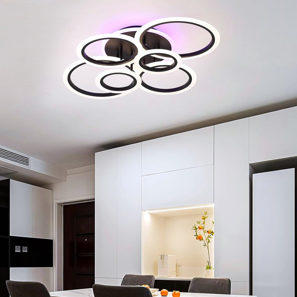 Lustra Led 4 + 2 Circle Rgb Black Telecomanda Echivalent 600W Lighting Fixtures