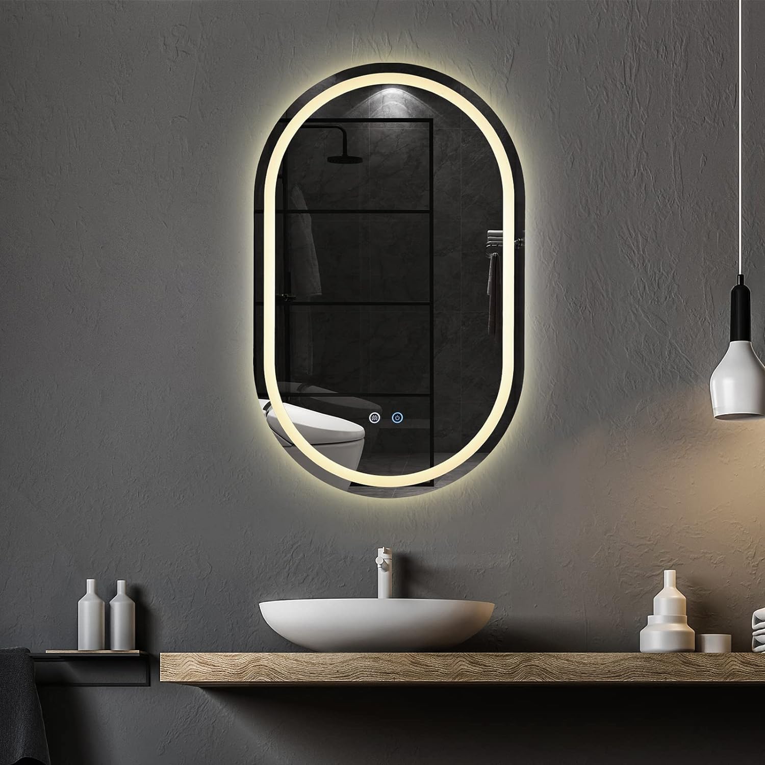 Oglinda LED Ovala 60x78cm Functie Dezaburire si Touch M06S