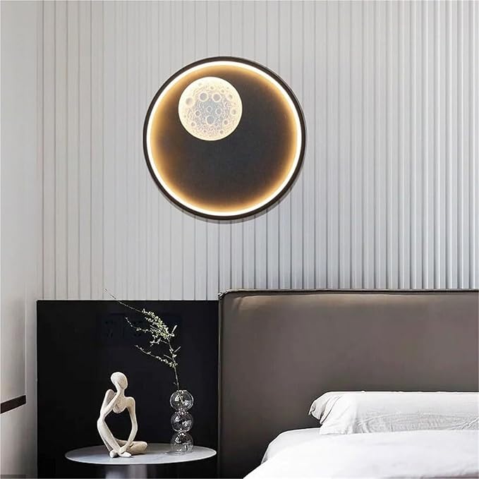 Aplica LED Round Moon BLACK YCM 5558 BK NEAGRA / CIRCLE DESIGN Wall Light Fixtures