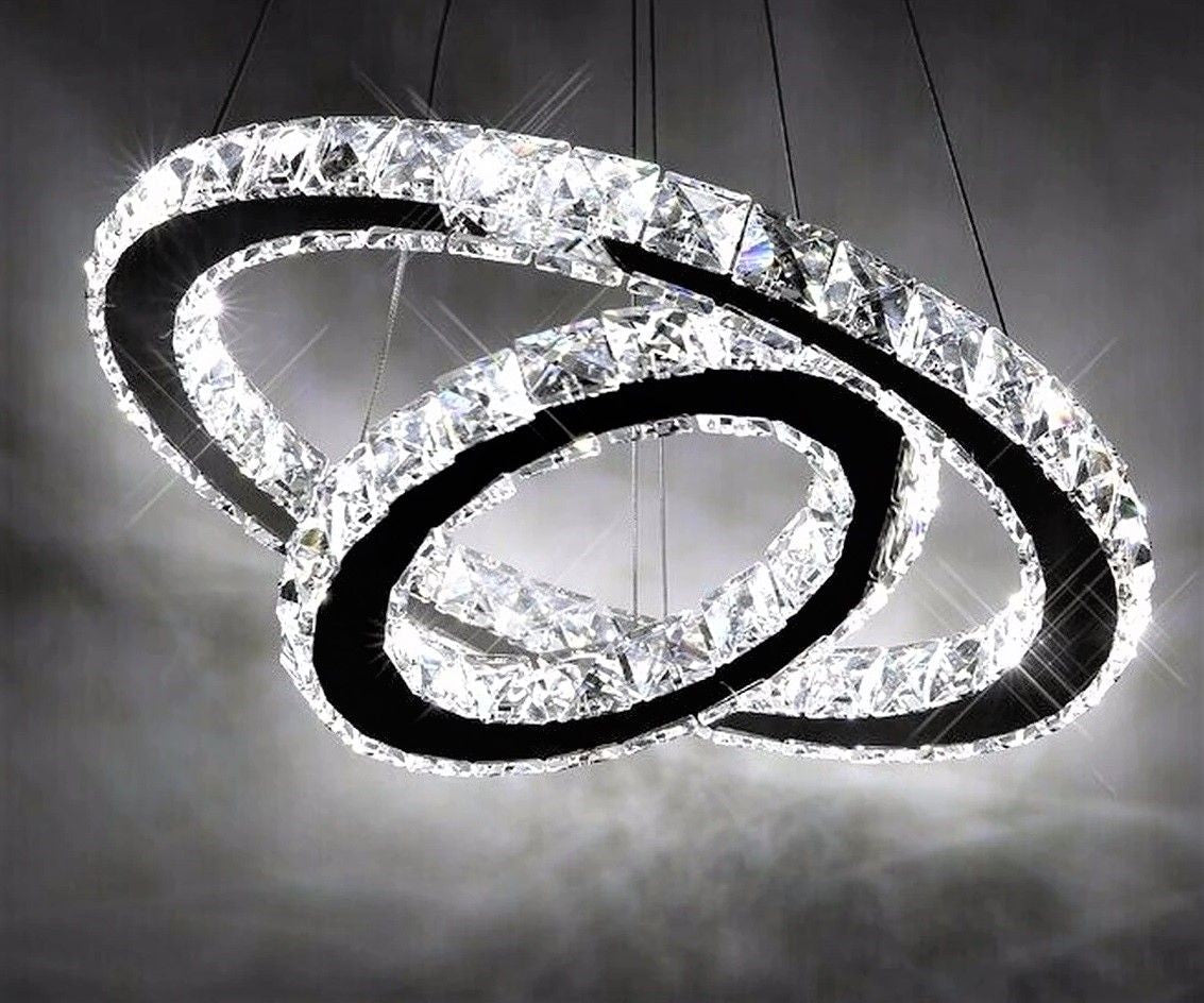 Lustra LED Cristal 2 Segmente Telecomanda Echivalent 600W