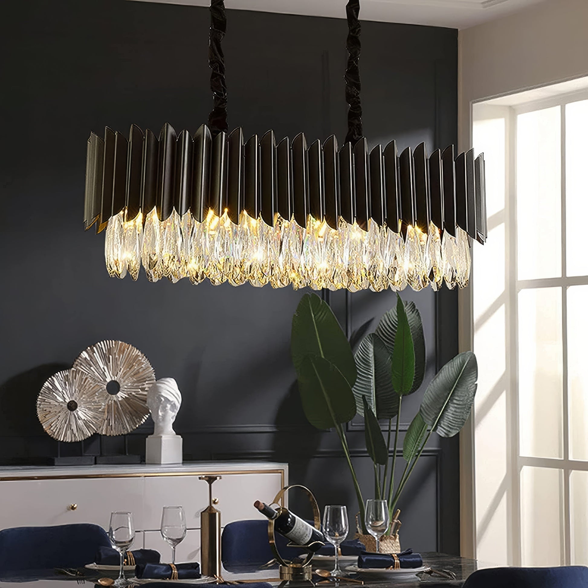 Candelabru Cristal 80x35cm Black Extravaganza 8xE14