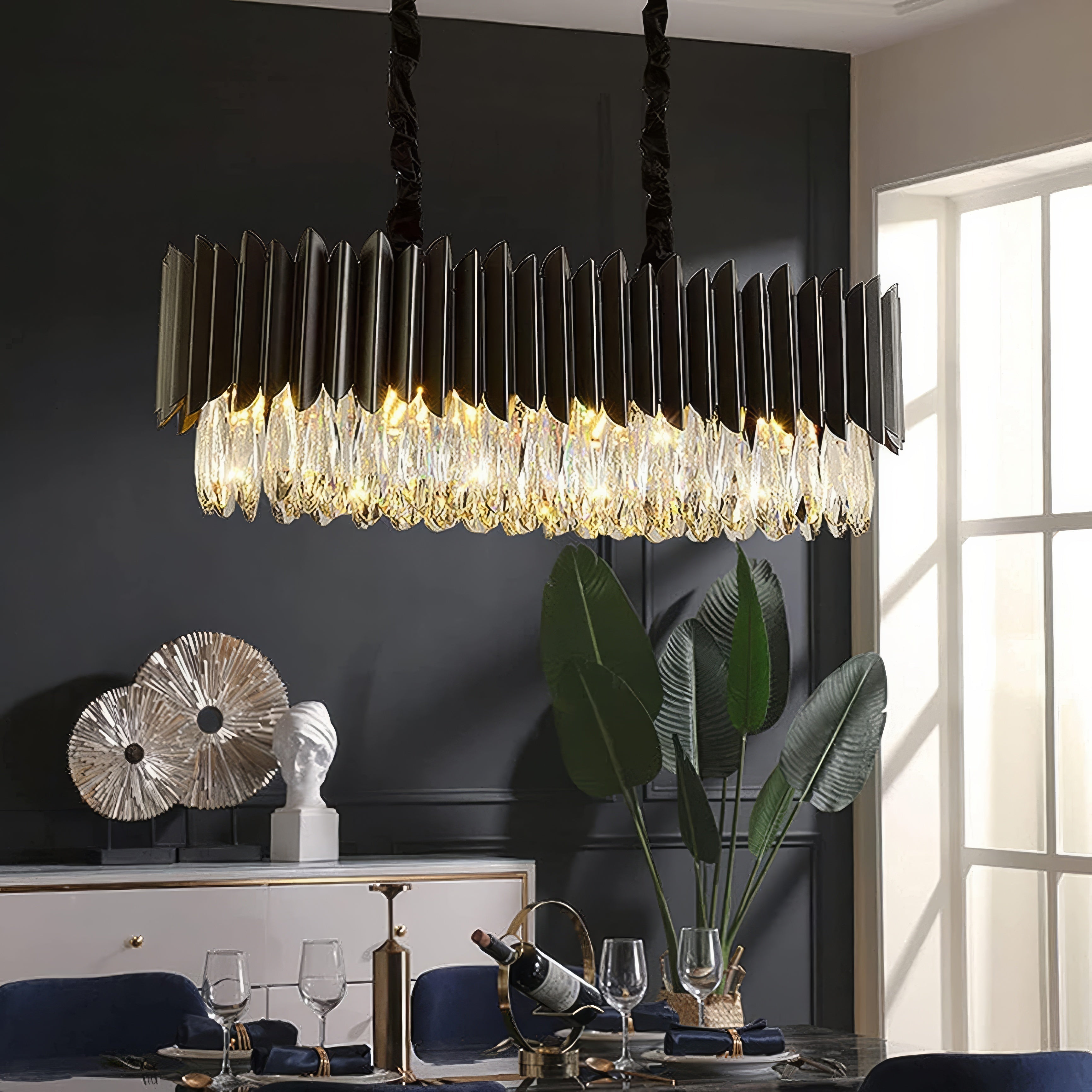 Candelabru Cristal 80x35cm Black Extravaganza 8xE14