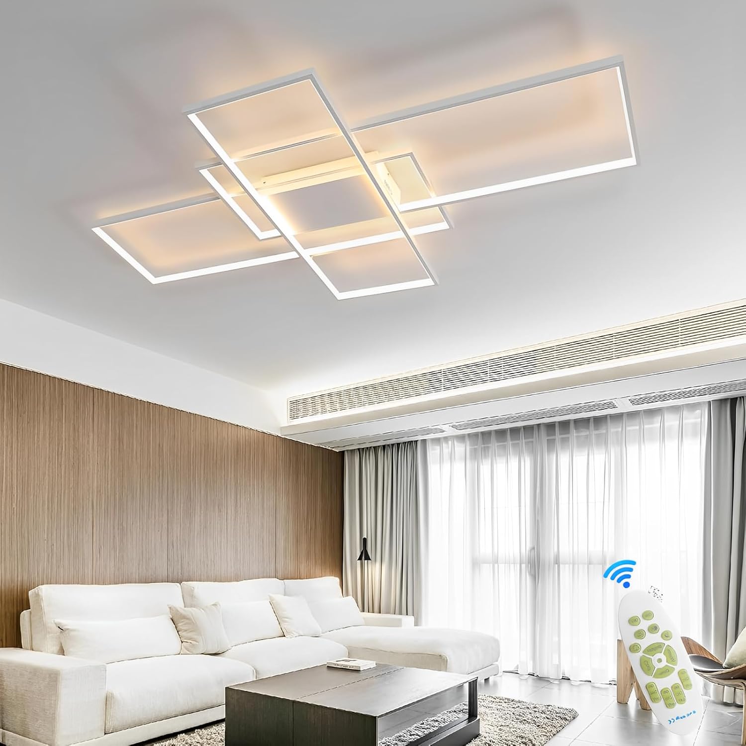 Lustra LED Gadget Alba Echivalent 500W Telecomanda