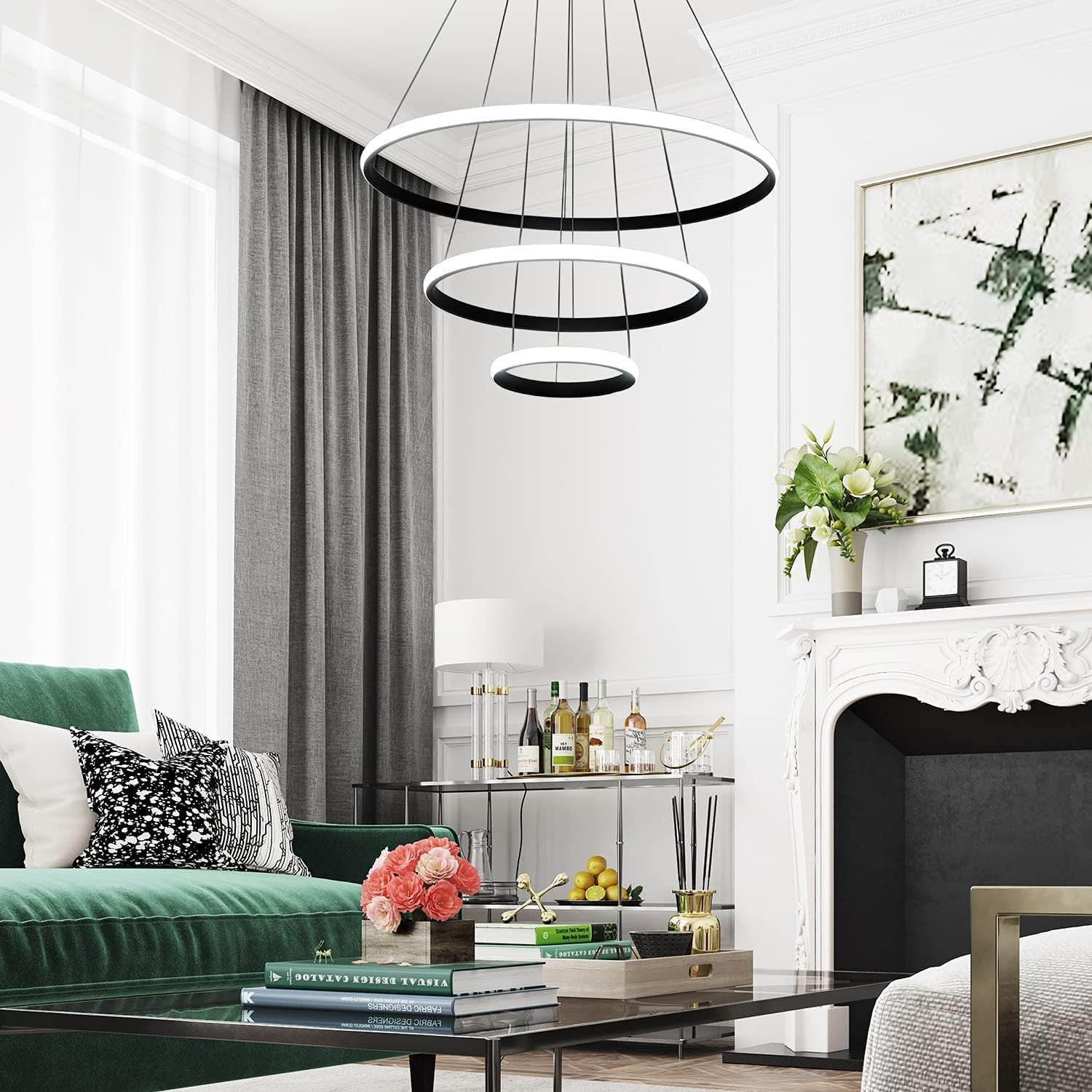 Lustra LED MAMBA Black 3 Segmente Echivalent 600W Telecomanda