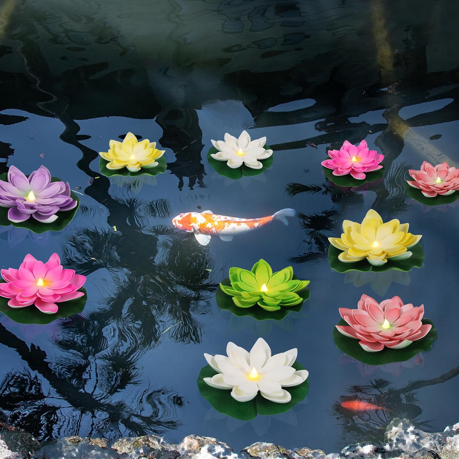 Floare Lotus LED cu Incarcare Solara Pentru Gradina