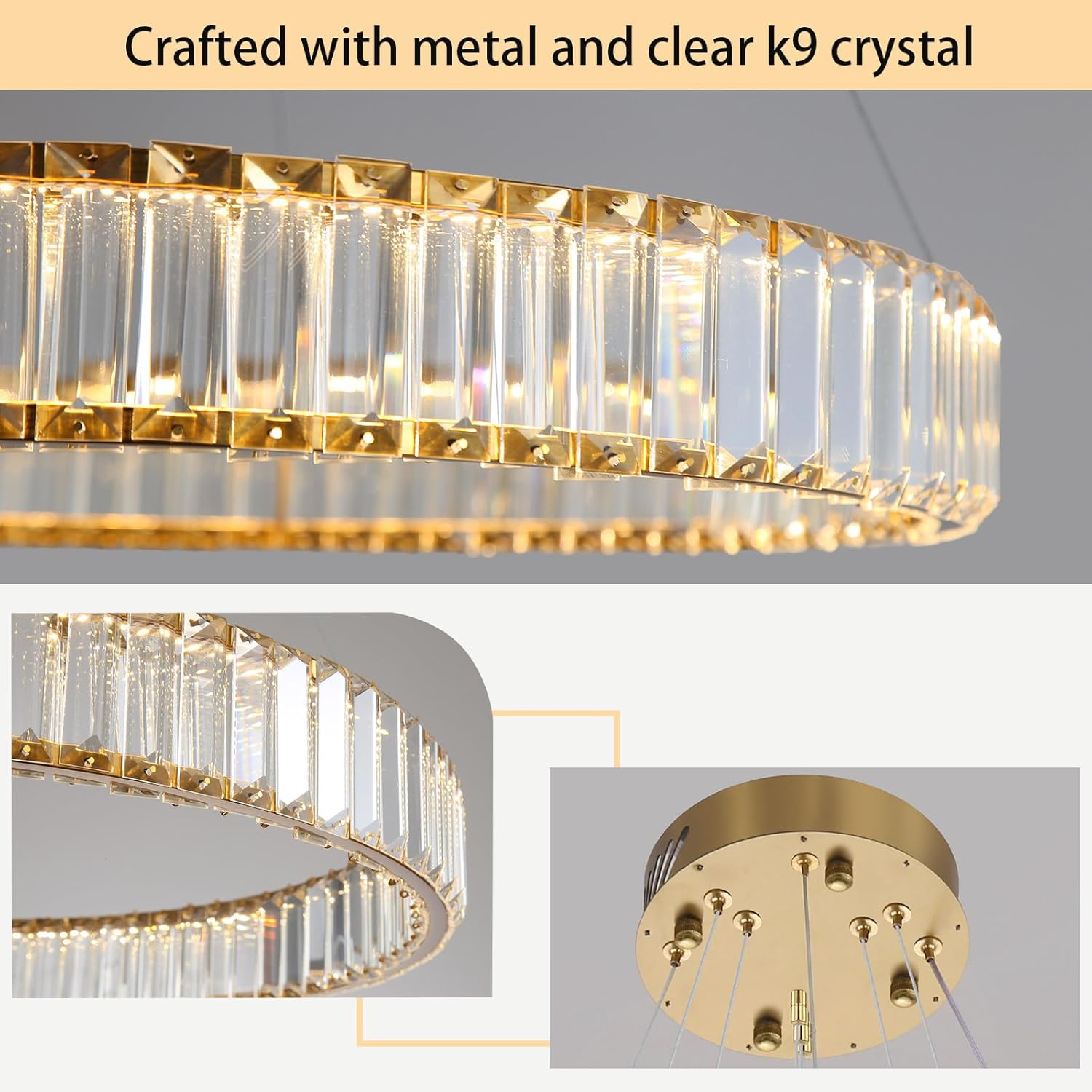 Candelabru LED Cristal ROYAL GOLD 2 Segmente 40+60cm Telecomanda