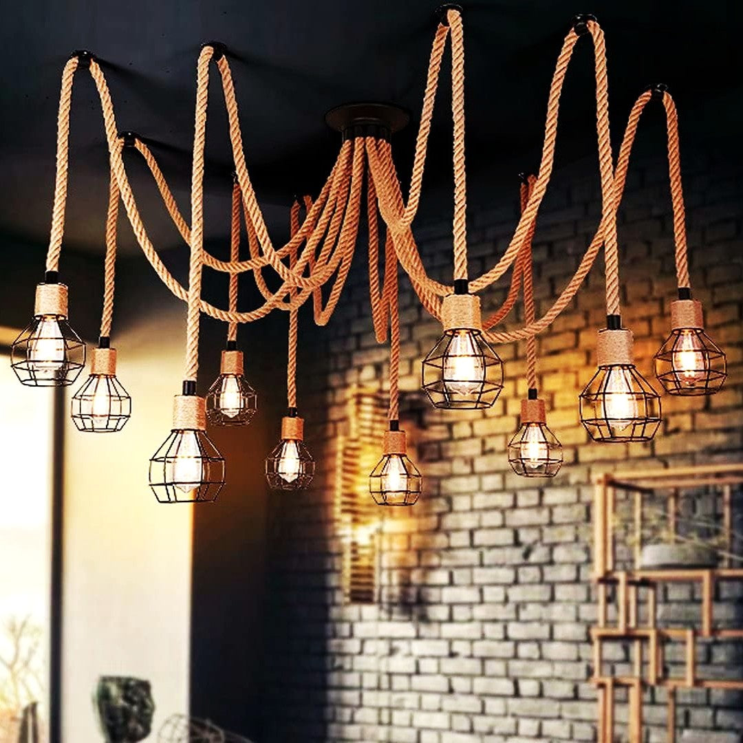 Lustra Vintage SPIDER ROPE 10xE27