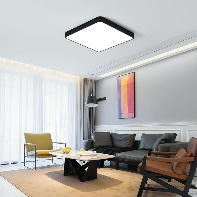 Plafoniera LED 40W ULTRA-THIN BLACK Patrata Echivalent 400W