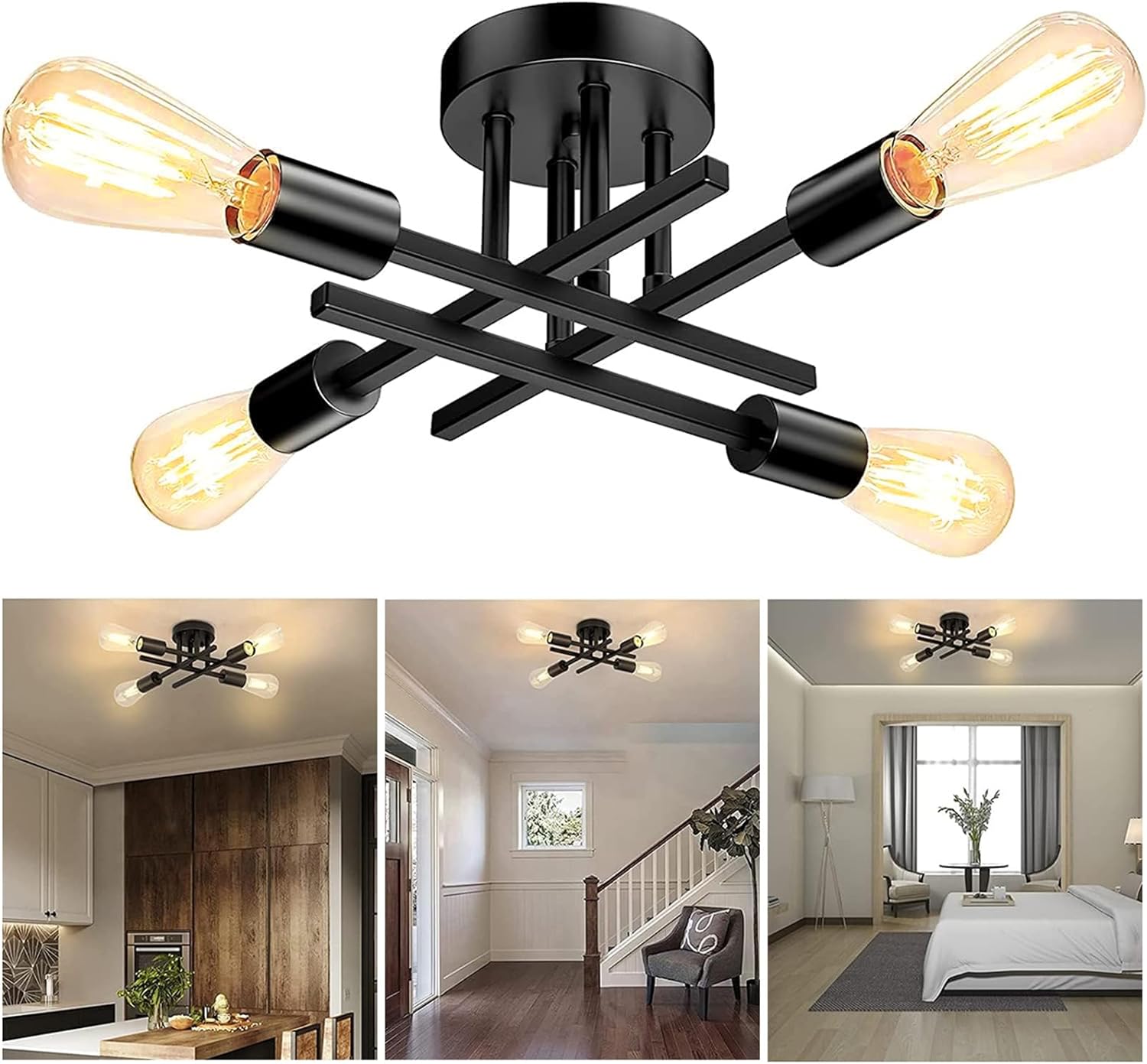 Lustra Vintage 4xE27 Black 3215/4BK