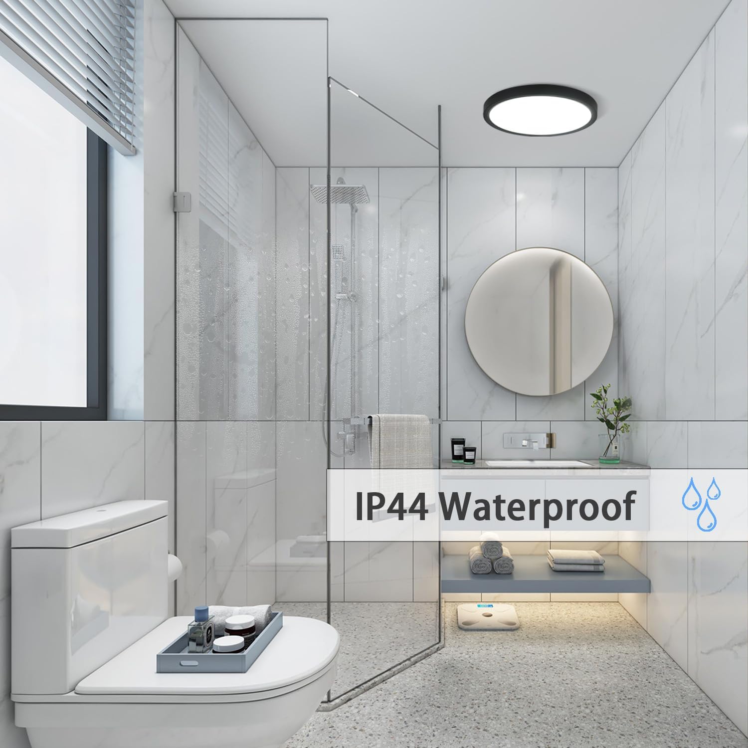 Plafoniera LED Baie 18W 30cm IP44 3 Lumini din buton Echivalent 150W Neagra 3 FUNCTII / 18W / 30CM led ceiling light