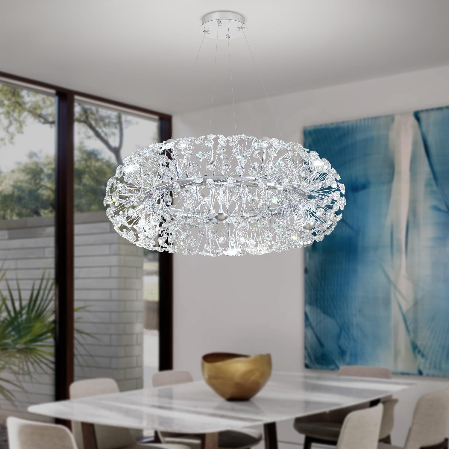 Lustra Suspendata Crystal Dandelion Silver XXL