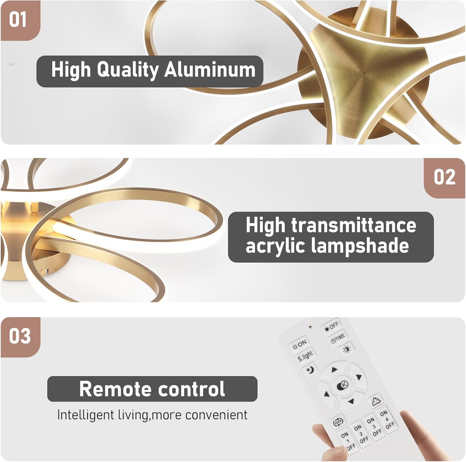 Lustra LED DAISY Gold Echivalent 600W Telecomanda