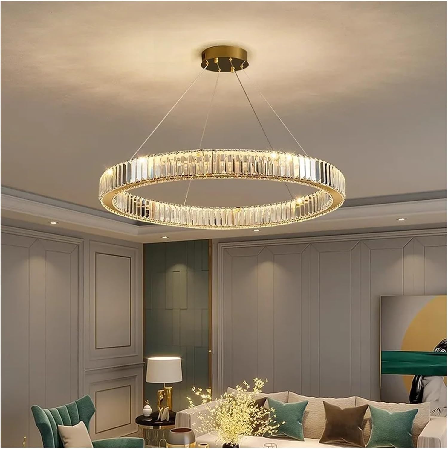 Lustra LED Cristal REGAL GOLD 1 Segment 60cm Echivalent 300W Telecomanda