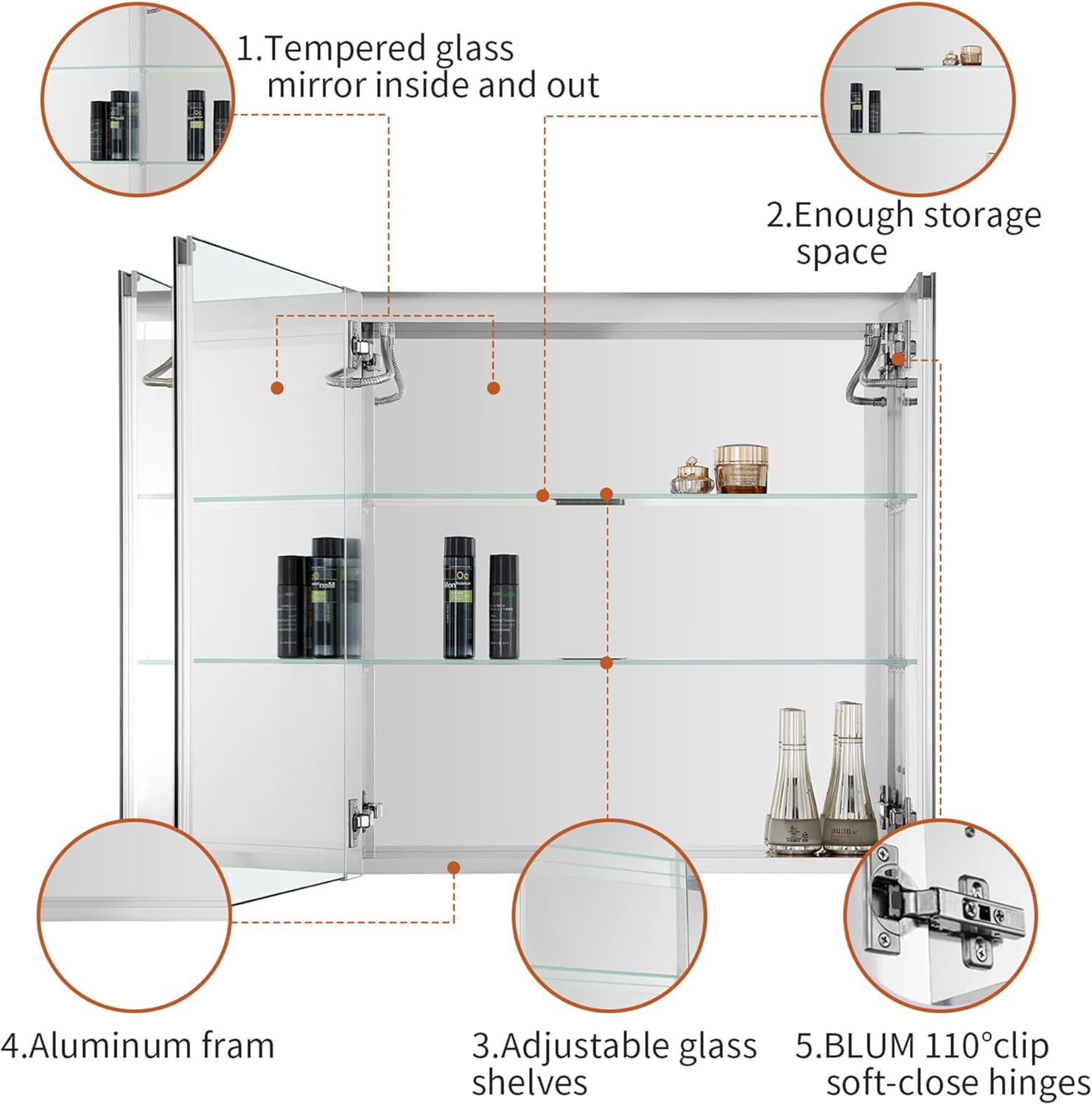 Dulap Baie Cu Oglinda LED Lyte Touch 100x70CM